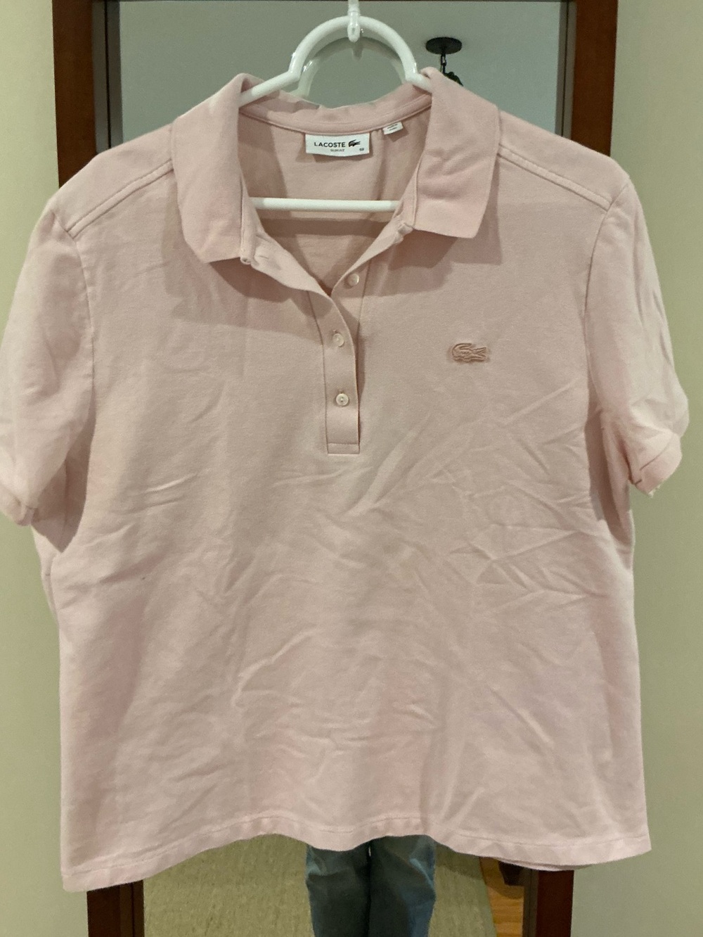 Lacoste Slim Fit polo shirt sz 50  12, 14 light pink